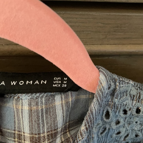 Zara Plaid Velvet Eyelet Detailed Top, size M - Picture 5 of 6